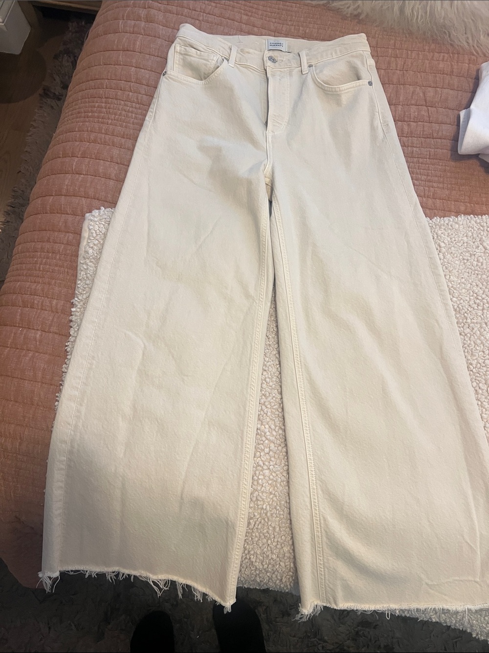 Citizens Of Humanity Wide-Leg Cream Denim Jeans